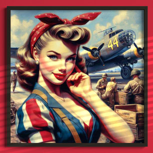 Vintage Flygplanets stift upp Poster