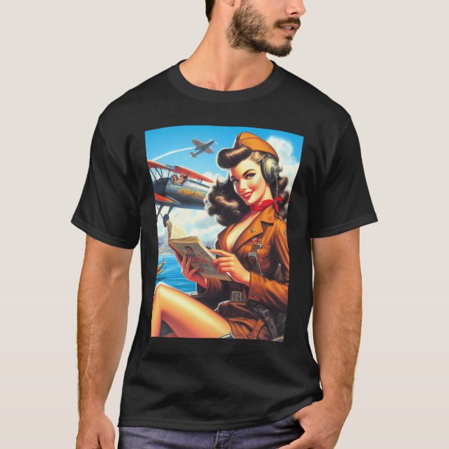 Vintage Flygplanets uppstickning T Shirt (Framsida)