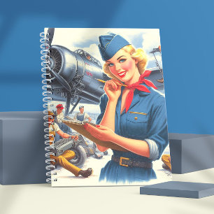 Vintage flygplans pin-up anteckningsbok