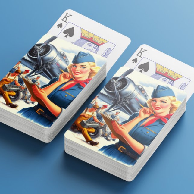Vintage flygplans pin-up casinokort (Skapare uppladdad)
