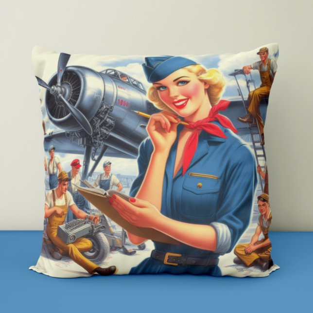 Vintage flygplans pin-up kudde (Skapare uppladdad)