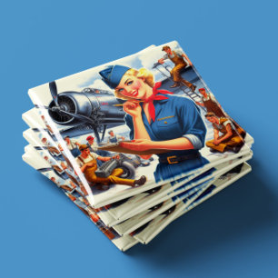 Vintage flygplans pin-up magnet