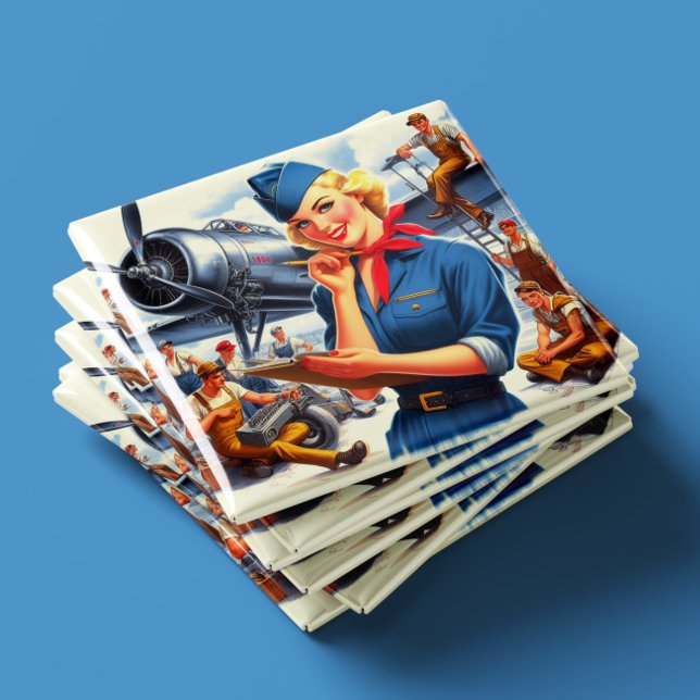 Vintage flygplans pin-up magnet (Skapare uppladdad)