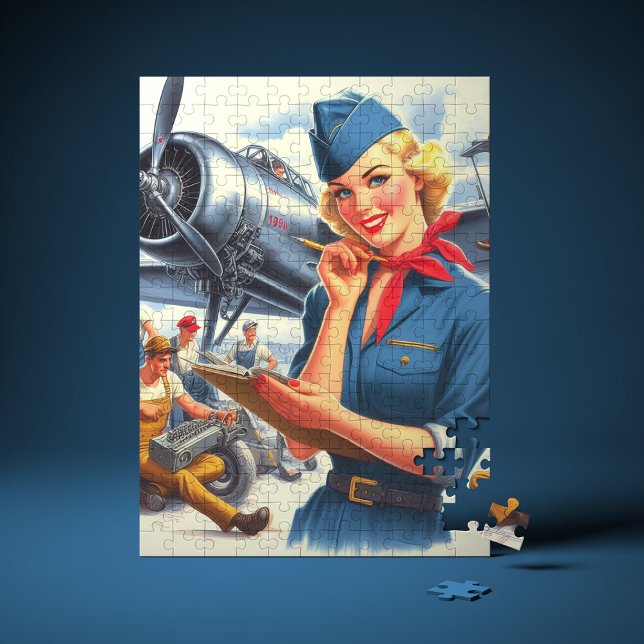 Vintage flygplans pin-up pussel (Skapare uppladdad)