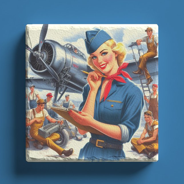 Vintage flygplans pin-up stenunderlägg (Skapare uppladdad)