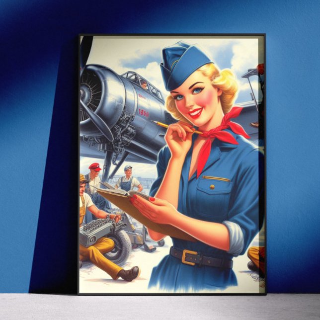 Vintage flygplans pinup-bild poster (Skapare uppladdad)