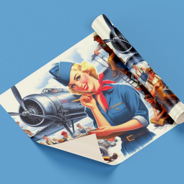 Vintage flygplans pinup-bild presentpapper (Skapare uppladdad)