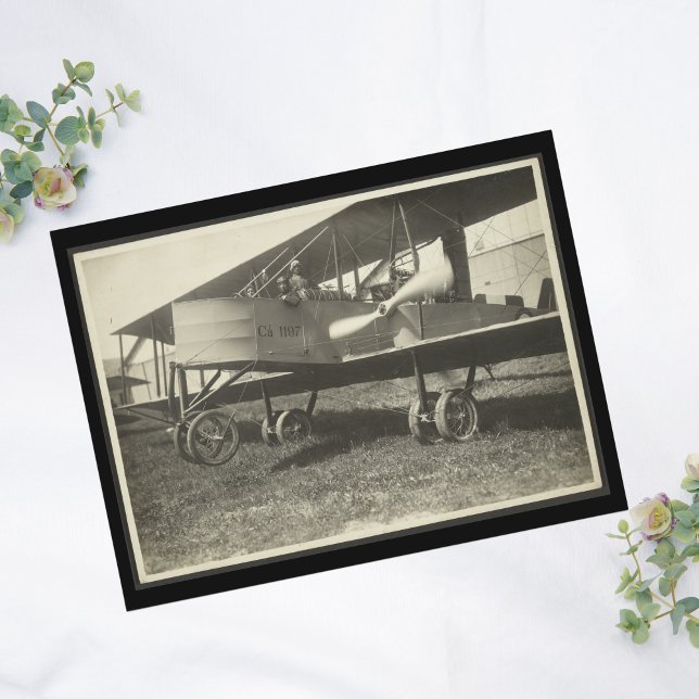 Vintage Flygplansfoto, Coola Aviation Birthday Vykort (Skapare uppladdad)