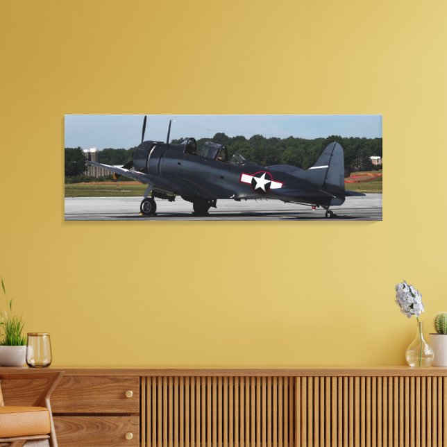 Vintage flygplanskrigsflygplan jaktflygplan Luftsh Canvastryck (Insitu (Vardagsrum))