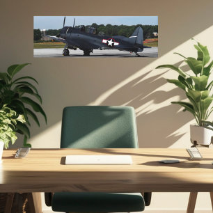 Vintage flygplanskrigsflygplan jaktflygplan Luftsh Canvastryck