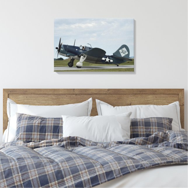 Vintage flygplanskrigsflygplan jaktflygplan luftsh canvastryck (Insitu (sovrum))