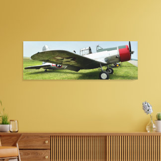 Vintage flygplanskrigsflygplan jaktflygplansfotogr canvastryck