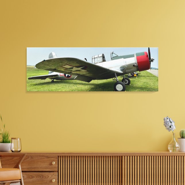 Vintage flygplanskrigsflygplan jaktflygplansfotogr canvastryck (Insitu (Vardagsrum))