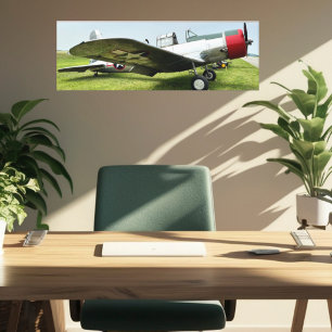 Vintage flygplanskrigsflygplan jaktflygplansfotogr canvastryck