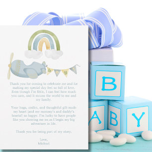 Vintage flygplansmoln Baby Shower Tacksamhetskort Tack Kort