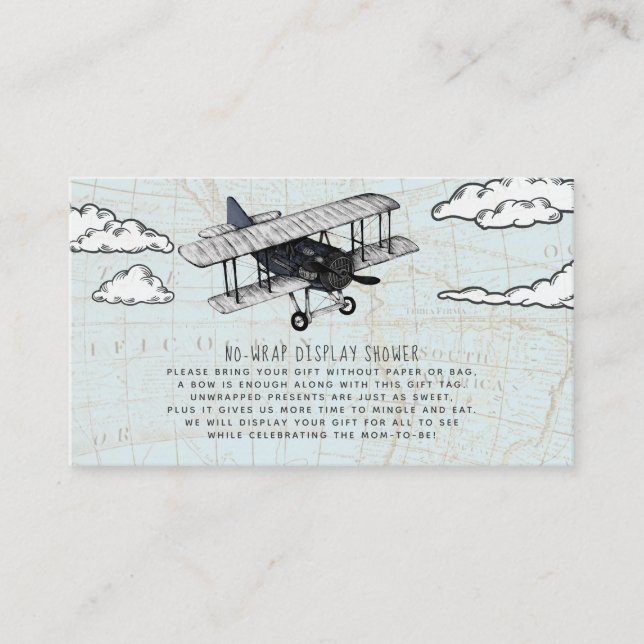 Vintage flygplansutställning dusch inbjudan infogn (Framsida)