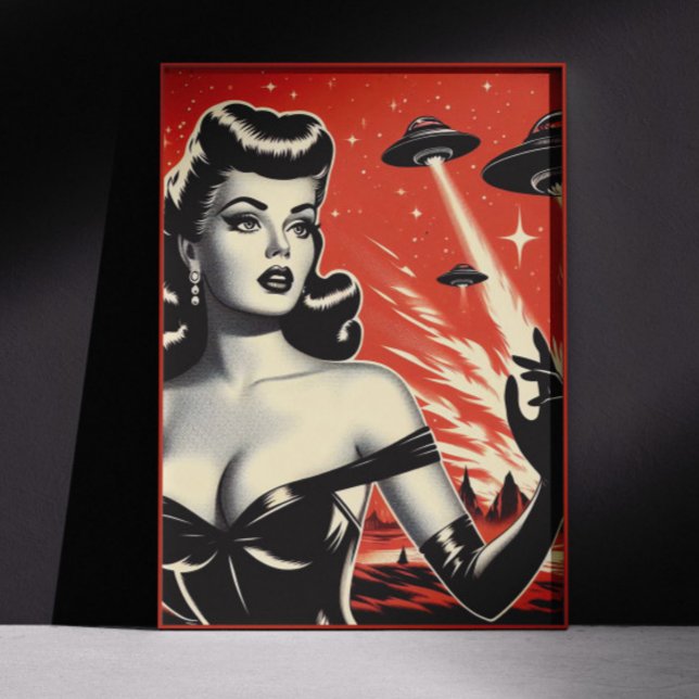 Vintage Flying Saucers Pin-up Poster (Skapare uppladdad)
