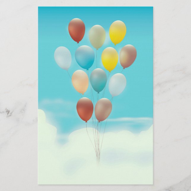 Vintage Flytande Ballonger Brevpapper (Framsida)