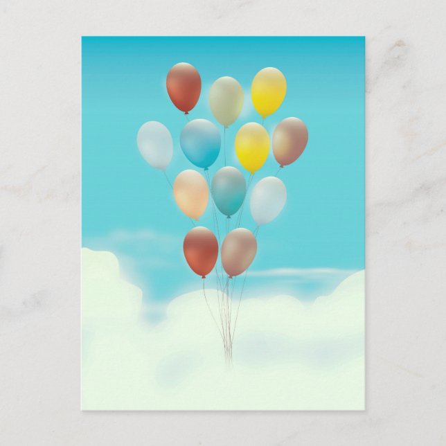 Vintage Flytande Ballonger Vykort (Framsida)
