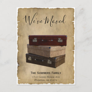 Vintage flyttmeddelande Vi har flyttat Resväskor Meddelande Vykort