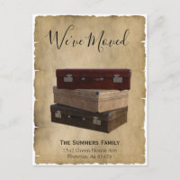 Vintage flyttningsannons Vi Har Flyttat Resväskor