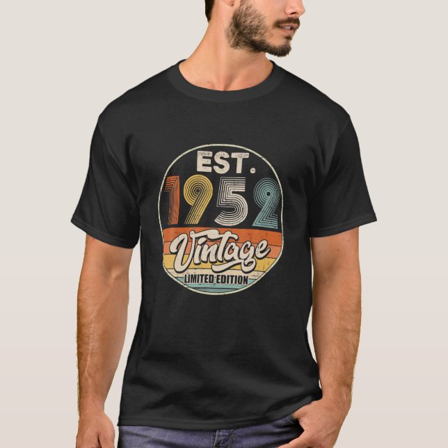 Vintage född 1952 Födelsedag Party Bröllop T Shirt (Framsida)