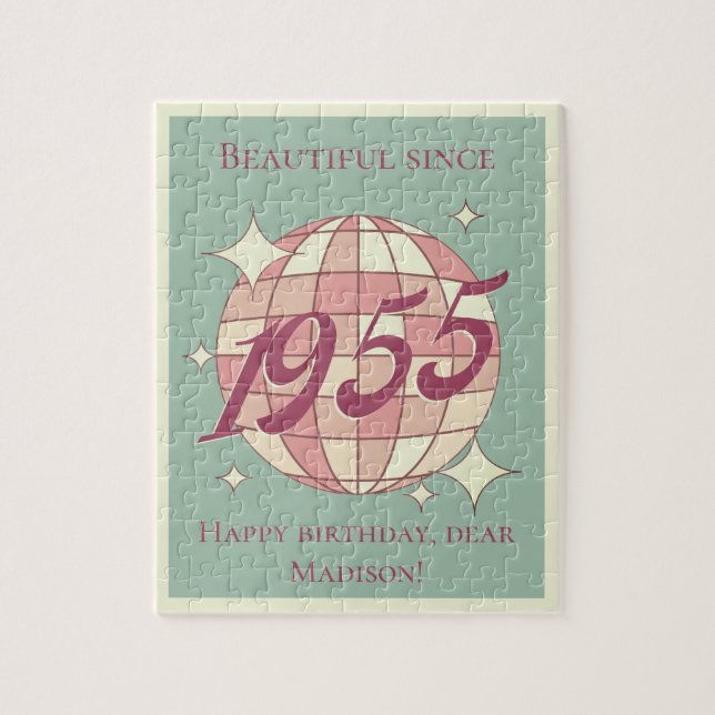 Vintage född 1955, 70:e födelsedagsfestens gåva pussel (Vertikal)