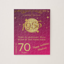 Vintage född 1955, 70:e födelsedagsfestens rosa pussel