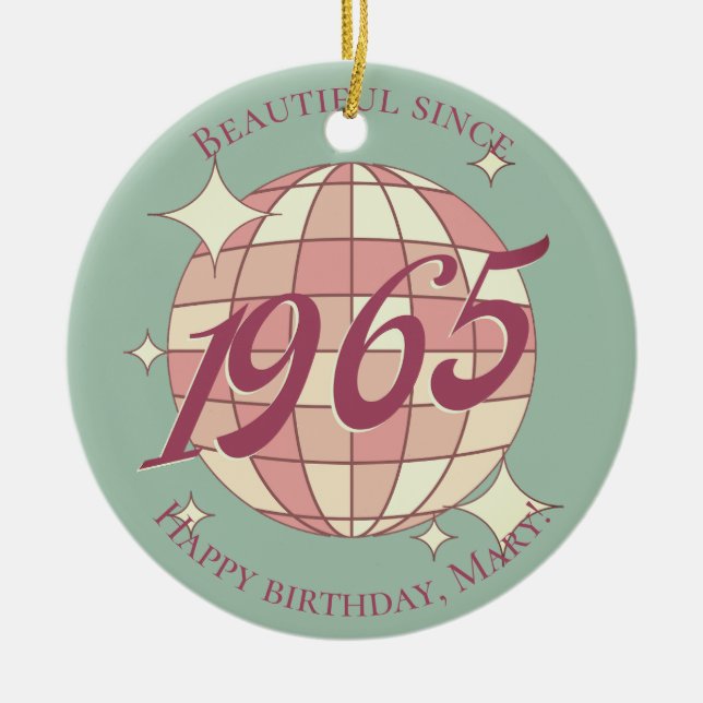 Vintage född 1965 60 födelsedagskalender julgransprydnad keramik (Framsidan)