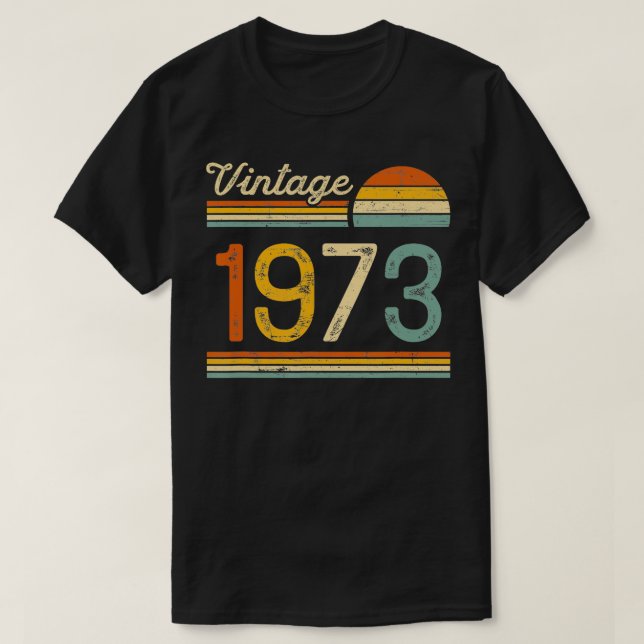 Vintage född 1973 Retro Birthday T Shirt (Design framsida)