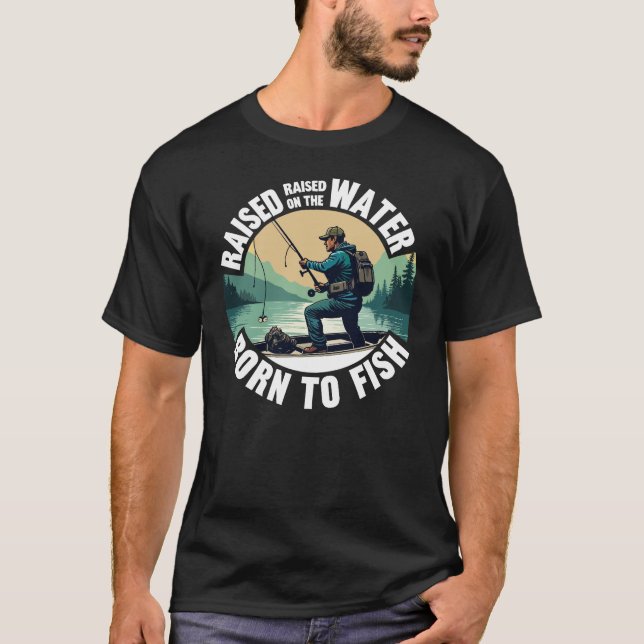 Vintage "Född för att fiska" T Shirt (Framsida)