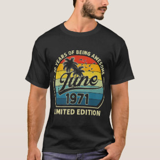 Vintage född i juni 1971 Retro 50 år gammal 50 år  T Shirt