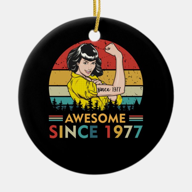 Vintage Födelsedag 1977 Julgransprydnad Keramik (Framsidan)