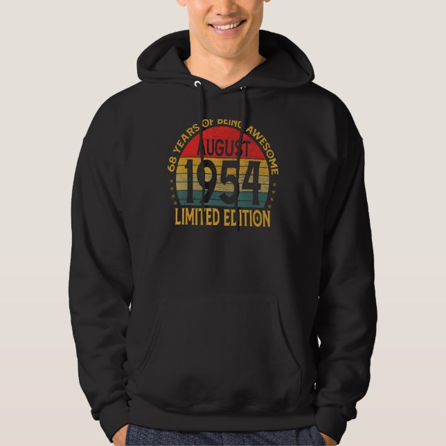 Vintage Födelsedag Dekoration augusti 1954 Hoodie (Framsida)