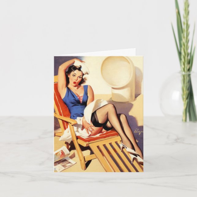 Vintage Födelsedags Pinup Kort (Framsida)