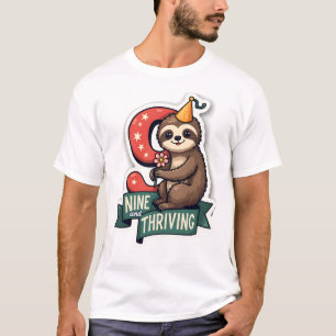 Vintage Födelsedags Sloth Flicka Party Vektor Desi T Shirt