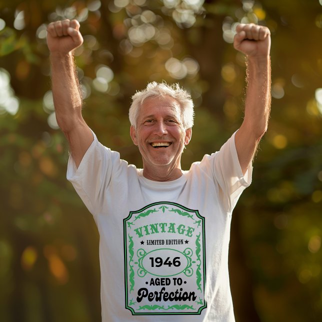 Vintage Födelsedagsetikett Personlig år T-Shirt (Skapare uppladdad)