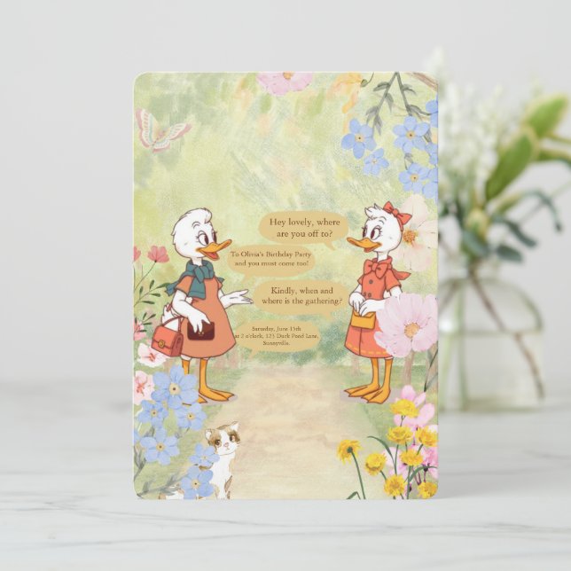 Vintage Födelsedagsfest inbjudan (Stående Fram)