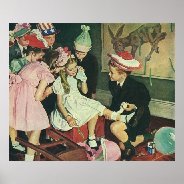 Vintage Födelsedagsfest, Pin the Svan på Donkey Poster (Framsidan)