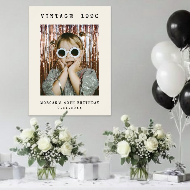 Vintage födelsedagsfest välkomstskylt poster (Vintage Photo Birthday Party Welcome Sign)