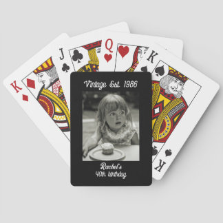 Vintage födelsedagsfoto svart & vitt casinokort