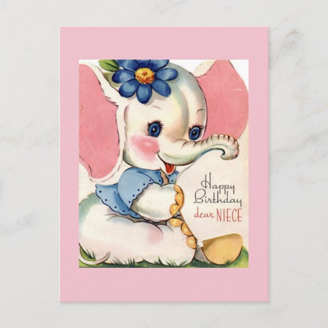 Vintage födelsedagskort vykort (Framsida)