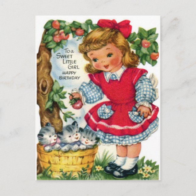 Vintage födelsedagskort vykort (Framsida)