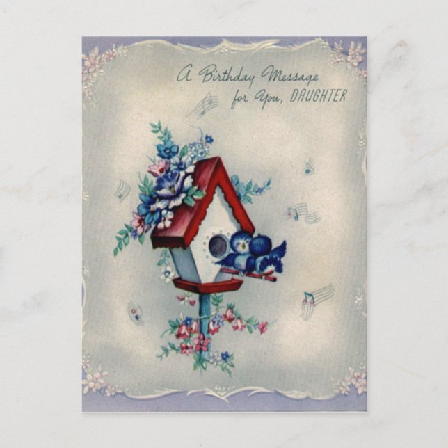 Vintage födelsedagskort vykort (Framsida)