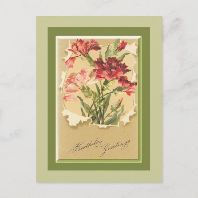 Vintage födelsedagskort vykort (Framsida)