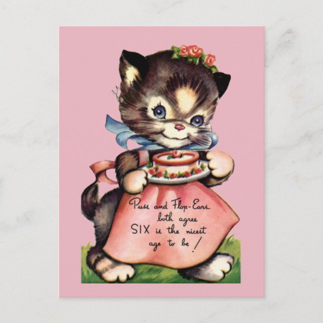 Vintage födelsedagskort vykort (Framsida)