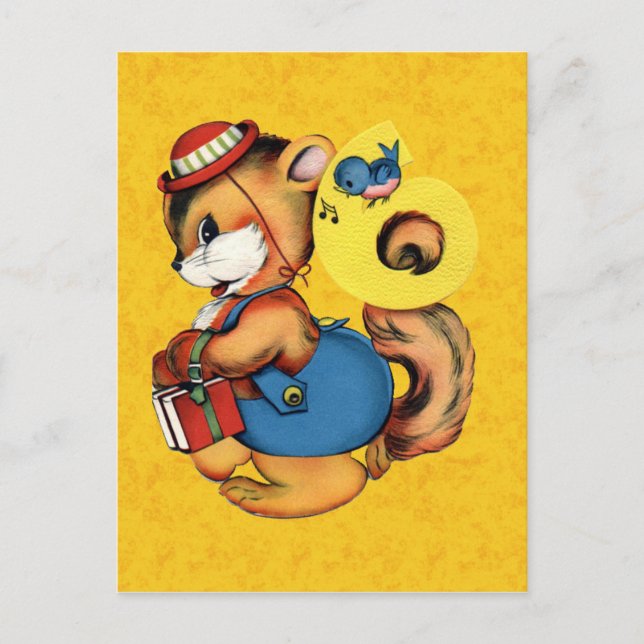 Vintage födelsedagskort vykort (Framsida)