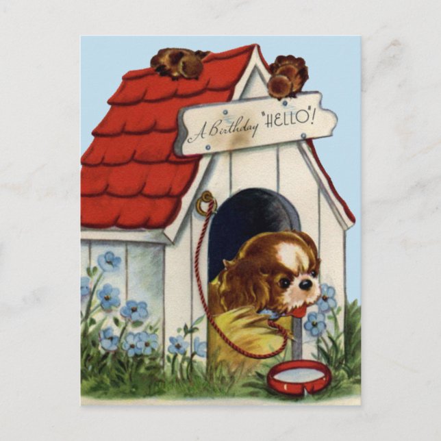 Vintage födelsedagskort vykort (Framsida)