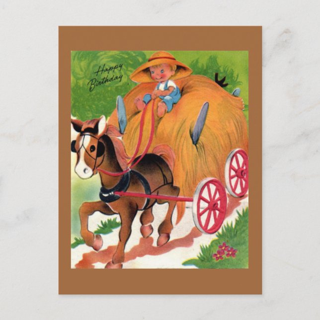 Vintage födelsedagskort vykort (Framsida)