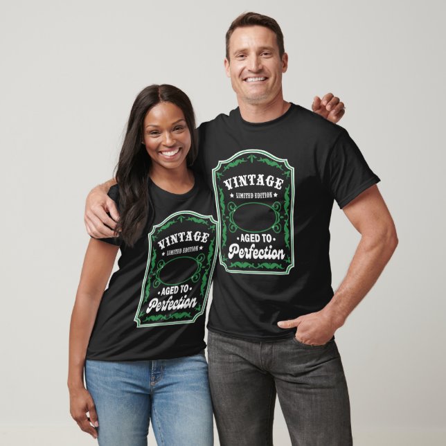 Vintage Födelsedagslabel Personlig År T-Shirt (Unisex)
